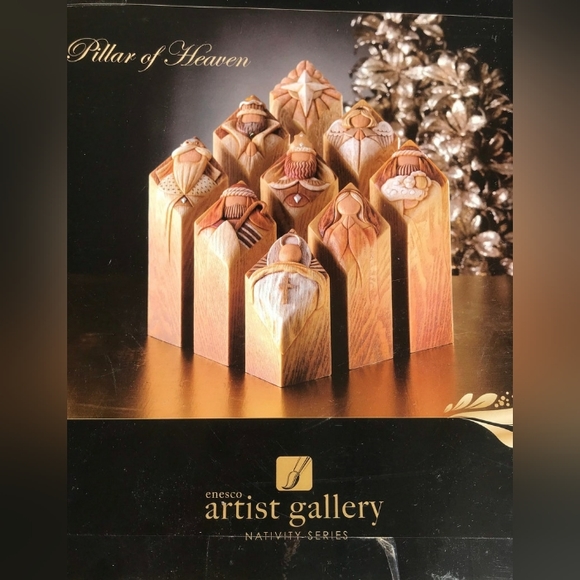 Pillars of Heaven 9 piece unique Nativity handcrafted new in box - Picture 1 of 10
